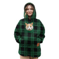 Sudadera Kangapaw cuadros verdes con gato asomando por la ventana